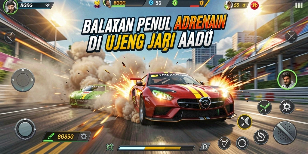 Tangkapan layar dari gameplay Racing yang mendebarkan di 8G8G.