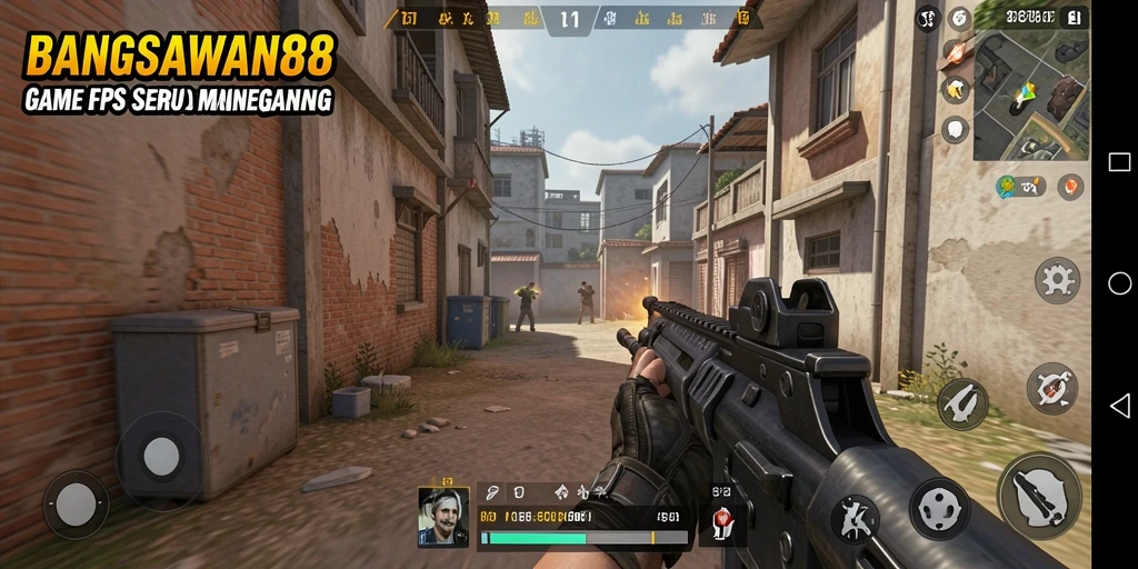 Screenshot gameplay BANGSAWAN88 dengan aksi tembak-menembak seru.