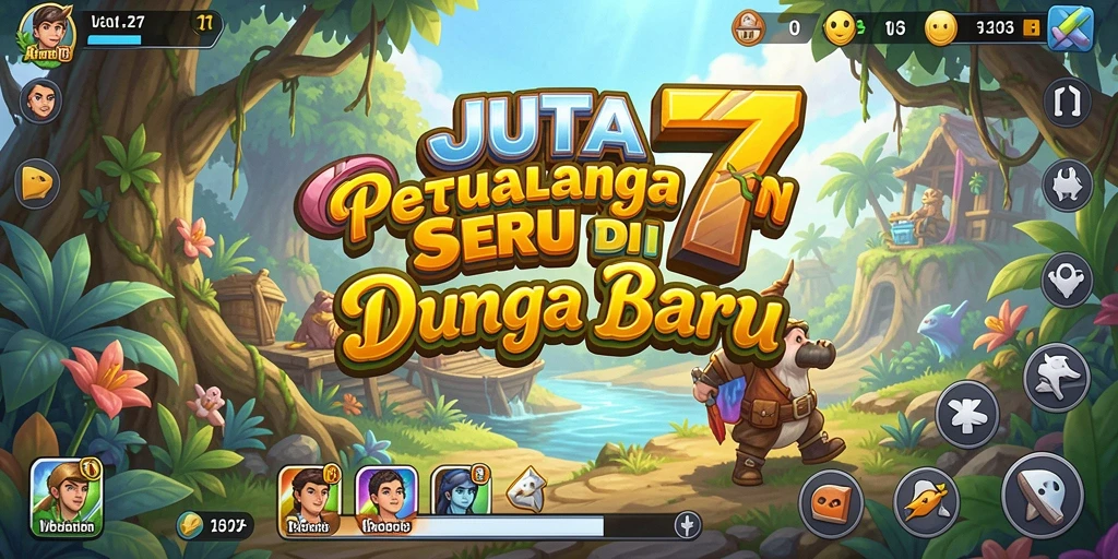 Tampilan gameplay JUTA7 yang menampilkan aksi petualangan di dunia luas.
