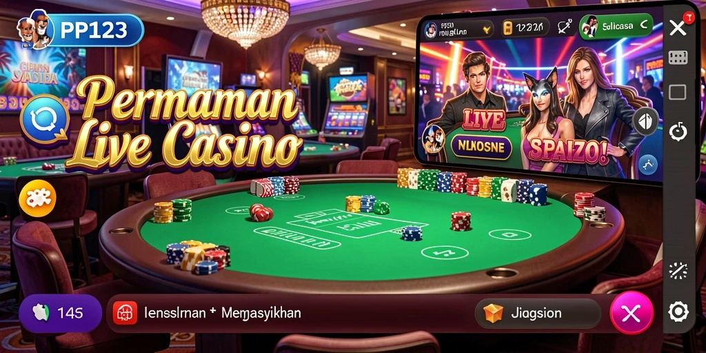 Tampilan gameplay Live Casino yang menarik dan interaktif di PP123.