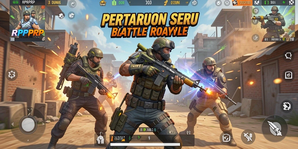 Tampilan gameplay RPRPRP memperlihatkan pertarungan seru di arena Battle Royale.