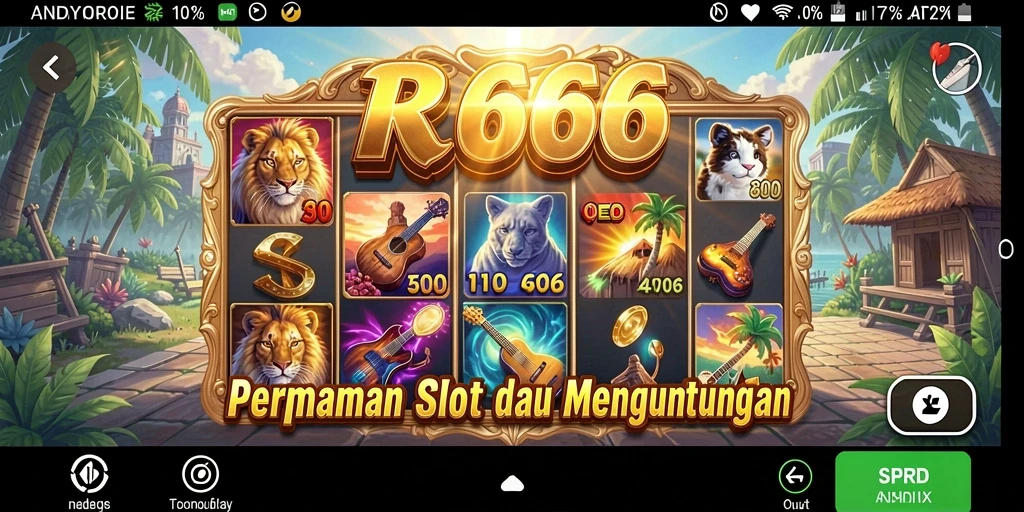 Tampilan gameplay seru dari RR666 yang penuh dengan simbol dan bonus.