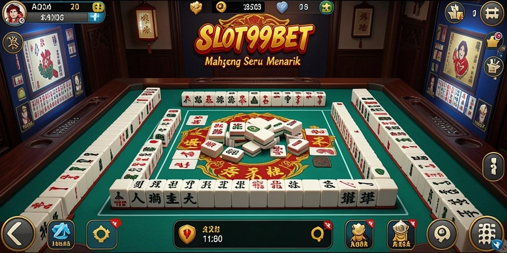 Tampilan gameplay SLOT99BET yang seru dan menarik saat bermain Mahjong.