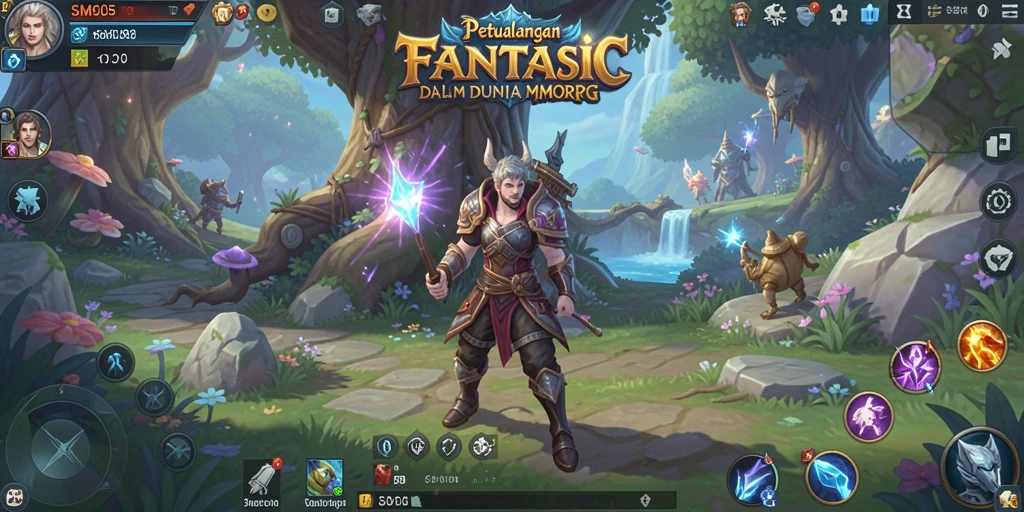 Tampilan gameplay menarik dari SM605 dalam dunia MMORPG yang luas.