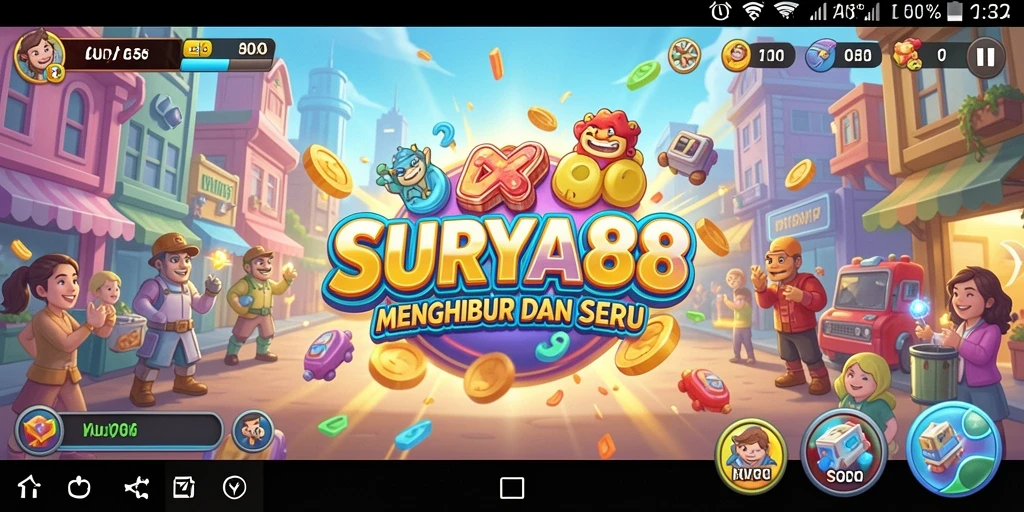 Tampilan gameplay SURYA88 yang seru dan penuh warna.