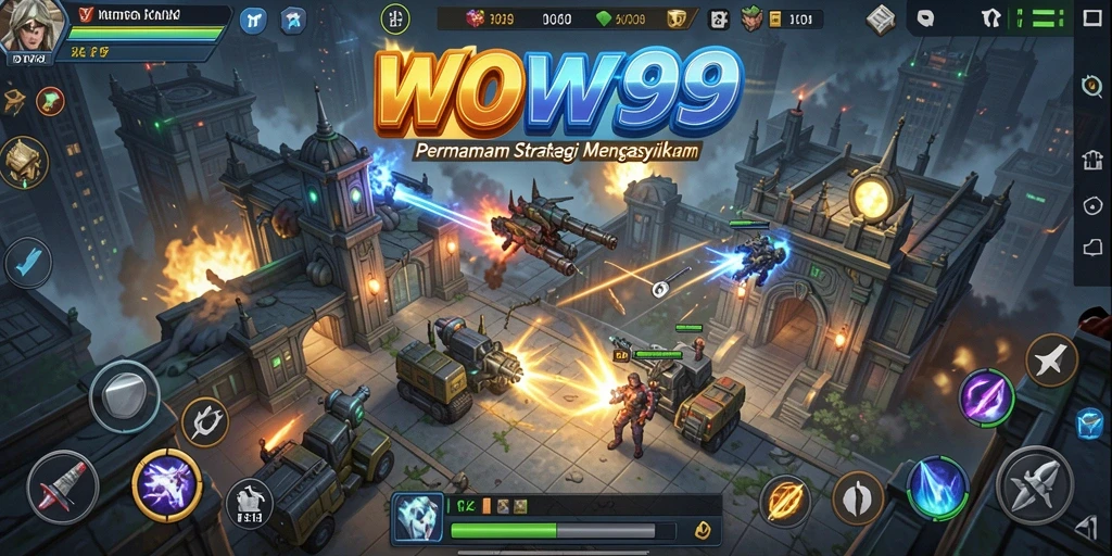Tangkapan layar dari gameplay WOW99 menunjukkan pertarungan strategi yang intens.