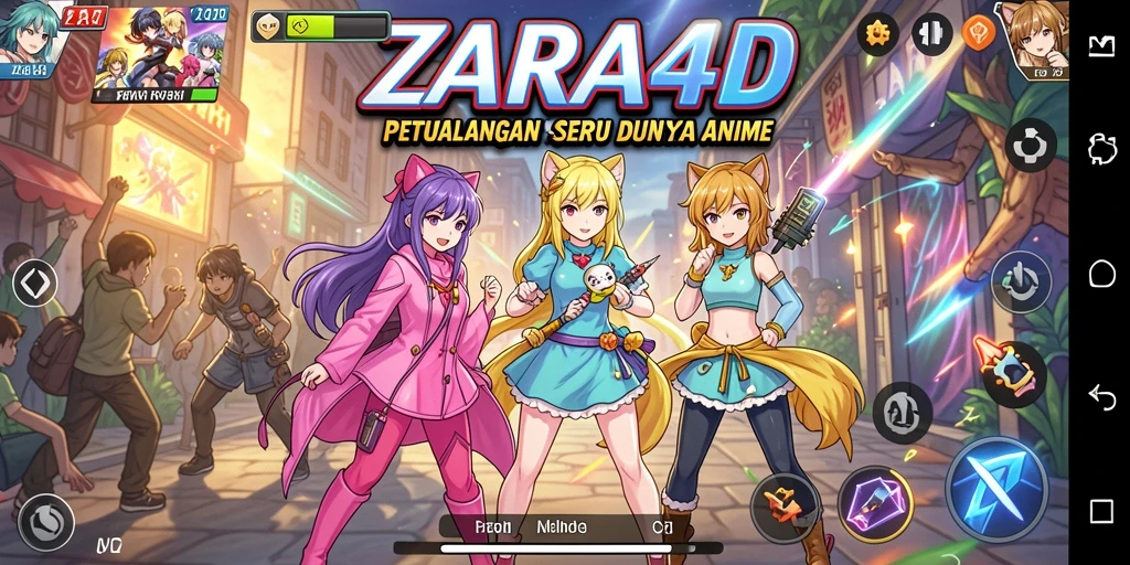 Screenshot ZARA4D menampilkan karakter utama dalam pertarungan epik.